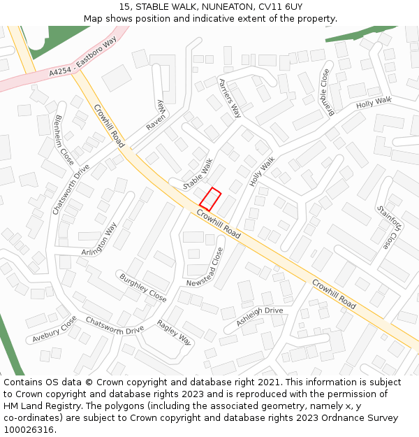 15, STABLE WALK, NUNEATON, CV11 6UY: Location map and indicative extent of plot