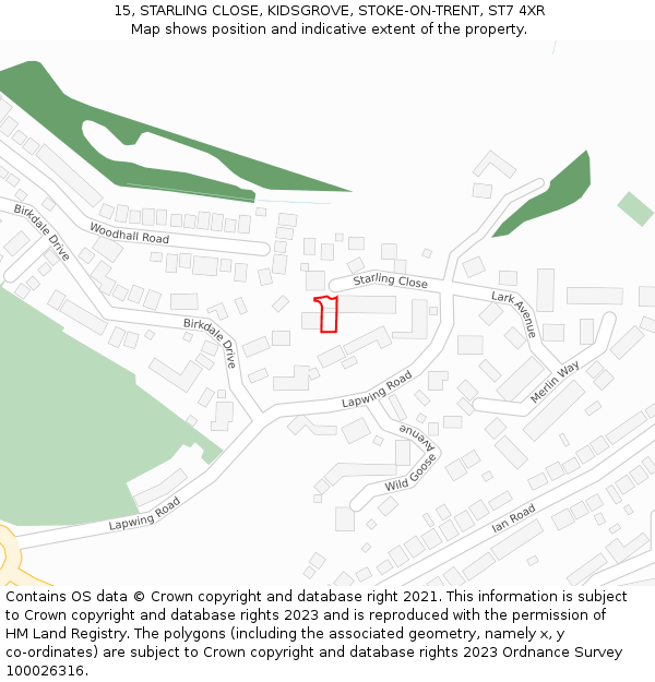 15, STARLING CLOSE, KIDSGROVE, STOKE-ON-TRENT, ST7 4XR: Location map and indicative extent of plot