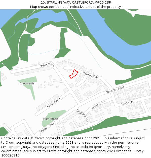 15, STARLING WAY, CASTLEFORD, WF10 2SR: Location map and indicative extent of plot