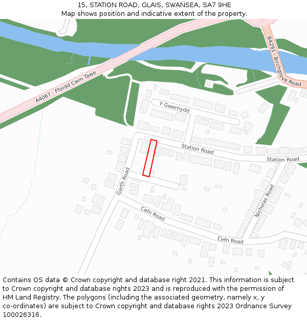 15, STATION ROAD, GLAIS, SWANSEA, SA7 9HE: Location map and indicative extent of plot