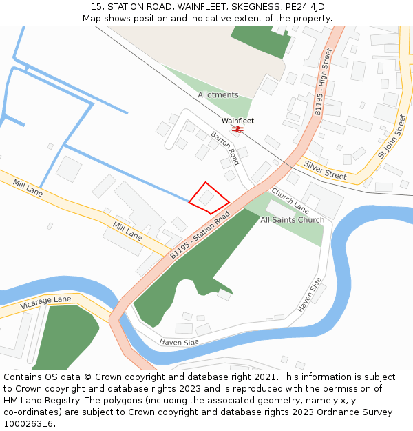 15, STATION ROAD, WAINFLEET, SKEGNESS, PE24 4JD: Location map and indicative extent of plot