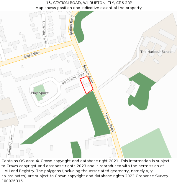 15, STATION ROAD, WILBURTON, ELY, CB6 3RP: Location map and indicative extent of plot