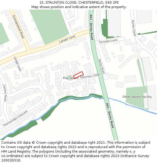 15, STAUNTON CLOSE, CHESTERFIELD, S40 2FE: Location map and indicative extent of plot