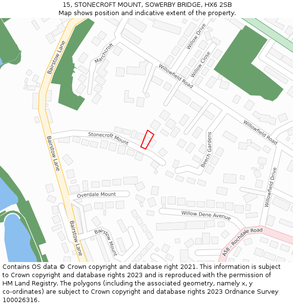 15, STONECROFT MOUNT, SOWERBY BRIDGE, HX6 2SB: Location map and indicative extent of plot