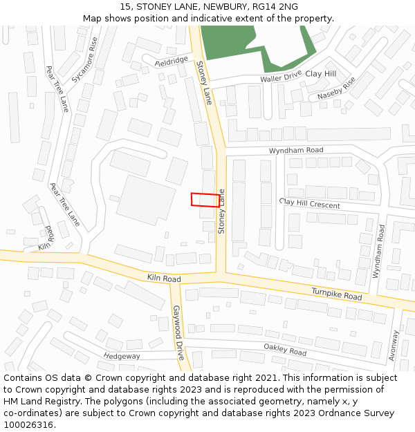 15, STONEY LANE, NEWBURY, RG14 2NG: Location map and indicative extent of plot