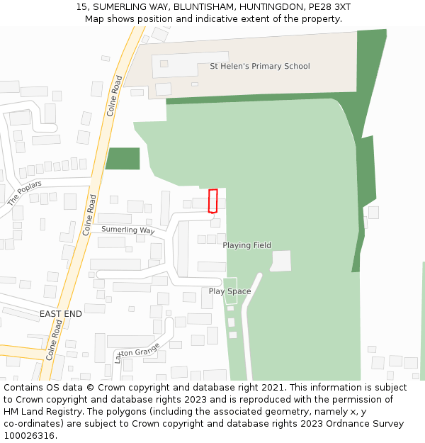 15, SUMERLING WAY, BLUNTISHAM, HUNTINGDON, PE28 3XT: Location map and indicative extent of plot