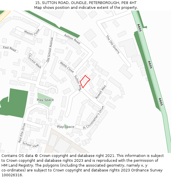 15, SUTTON ROAD, OUNDLE, PETERBOROUGH, PE8 4HT: Location map and indicative extent of plot