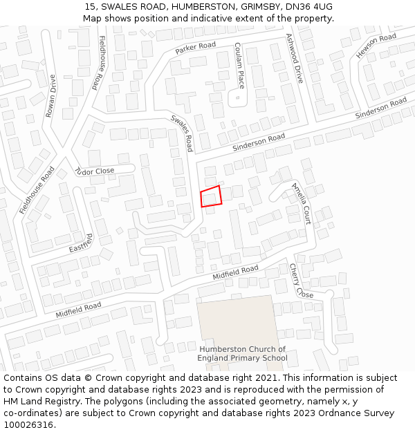 15, SWALES ROAD, HUMBERSTON, GRIMSBY, DN36 4UG: Location map and indicative extent of plot