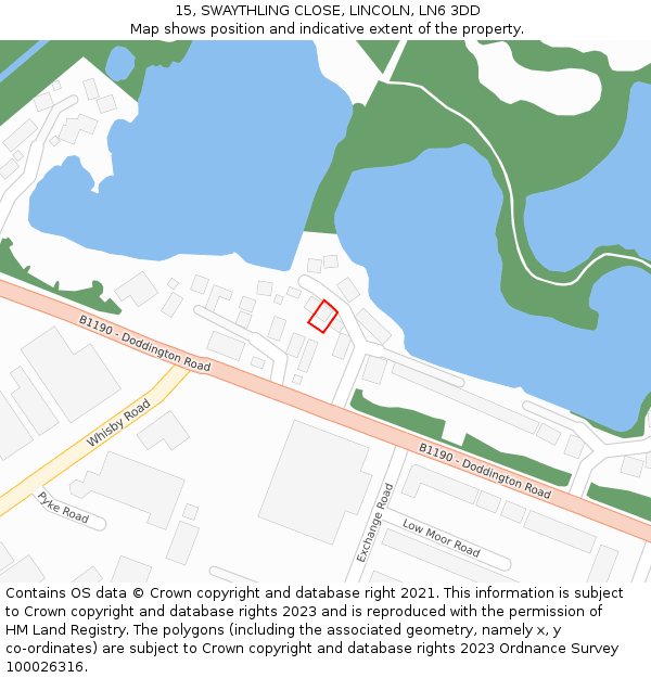 15, SWAYTHLING CLOSE, LINCOLN, LN6 3DD: Location map and indicative extent of plot