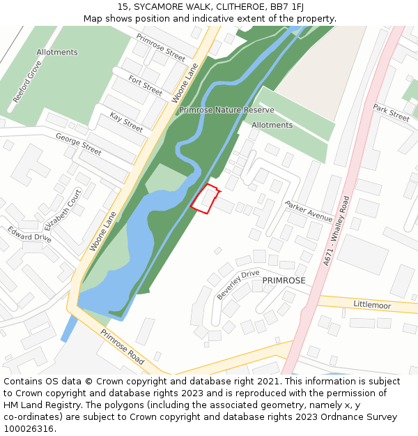 15, SYCAMORE WALK, CLITHEROE, BB7 1FJ: Location map and indicative extent of plot