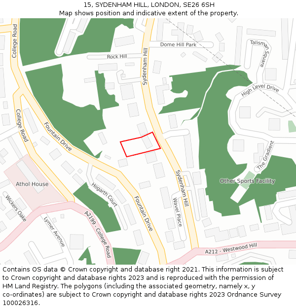 15, SYDENHAM HILL, LONDON, SE26 6SH: Location map and indicative extent of plot