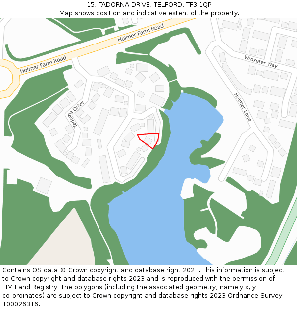 15, TADORNA DRIVE, TELFORD, TF3 1QP: Location map and indicative extent of plot