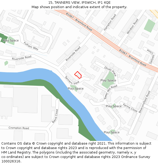 15, TANNERS VIEW, IPSWICH, IP1 4QE: Location map and indicative extent of plot