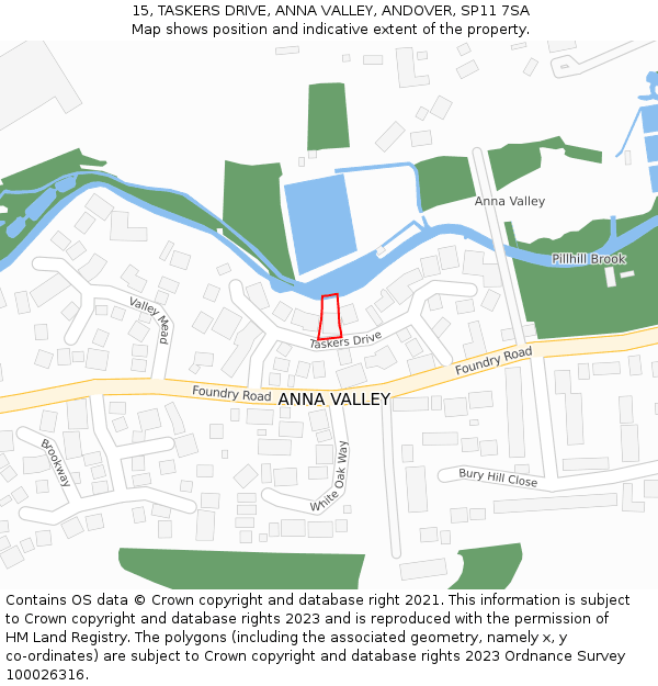 15, TASKERS DRIVE, ANNA VALLEY, ANDOVER, SP11 7SA: Location map and indicative extent of plot