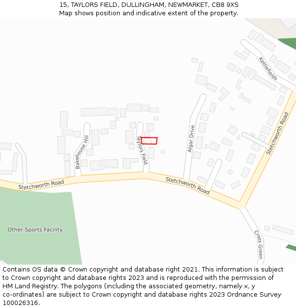 15, TAYLORS FIELD, DULLINGHAM, NEWMARKET, CB8 9XS: Location map and indicative extent of plot