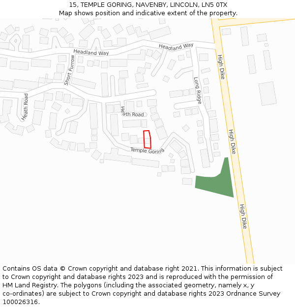 15, TEMPLE GORING, NAVENBY, LINCOLN, LN5 0TX: Location map and indicative extent of plot