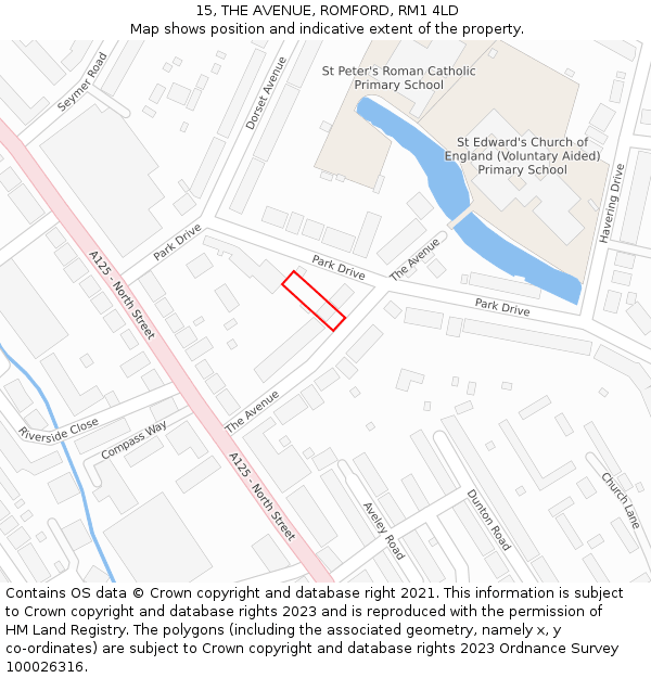 15, THE AVENUE, ROMFORD, RM1 4LD: Location map and indicative extent of plot