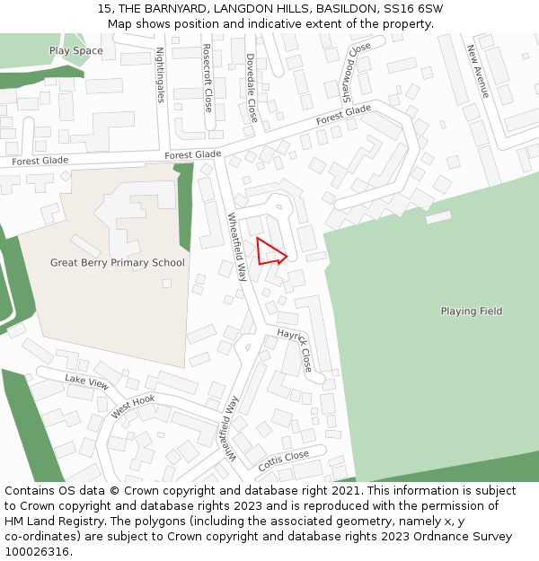 15, THE BARNYARD, LANGDON HILLS, BASILDON, SS16 6SW: Location map and indicative extent of plot