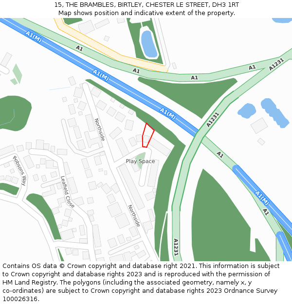 15, THE BRAMBLES, BIRTLEY, CHESTER LE STREET, DH3 1RT: Location map and indicative extent of plot