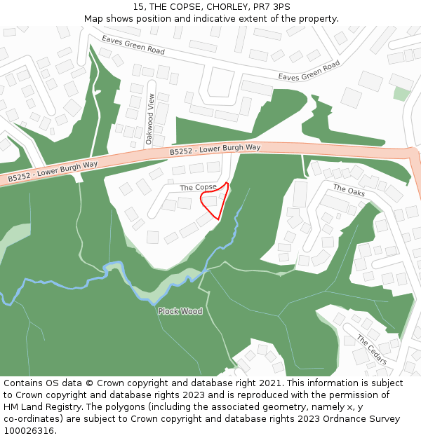 15, THE COPSE, CHORLEY, PR7 3PS: Location map and indicative extent of plot