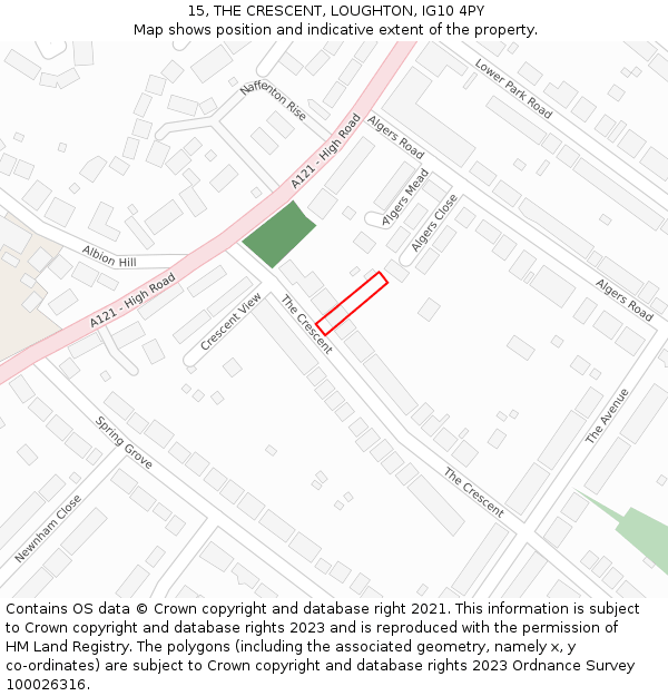 15, THE CRESCENT, LOUGHTON, IG10 4PY: Location map and indicative extent of plot