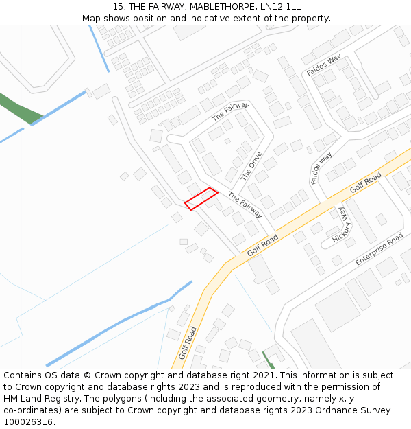 15, THE FAIRWAY, MABLETHORPE, LN12 1LL: Location map and indicative extent of plot