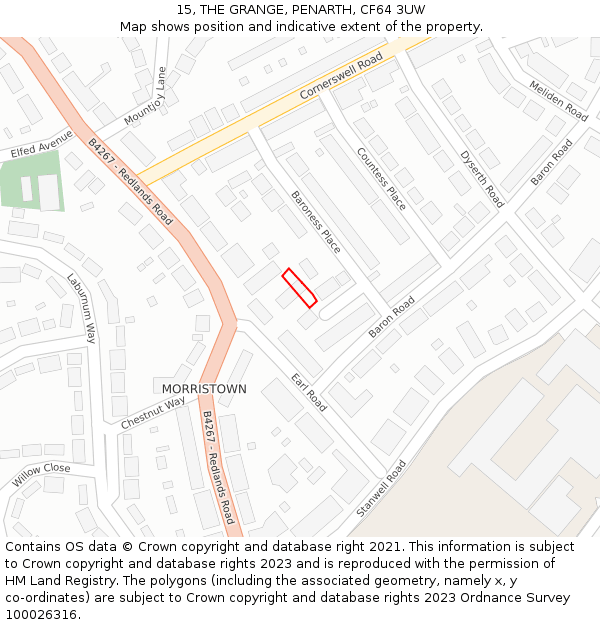 15, THE GRANGE, PENARTH, CF64 3UW: Location map and indicative extent of plot