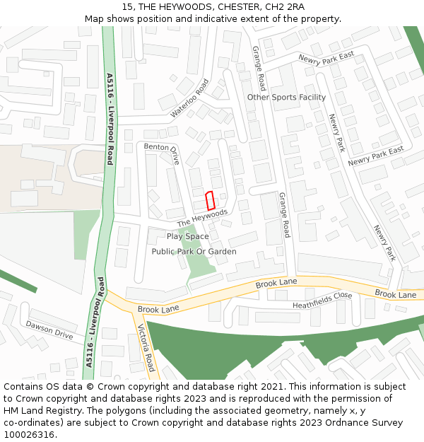 15, THE HEYWOODS, CHESTER, CH2 2RA: Location map and indicative extent of plot
