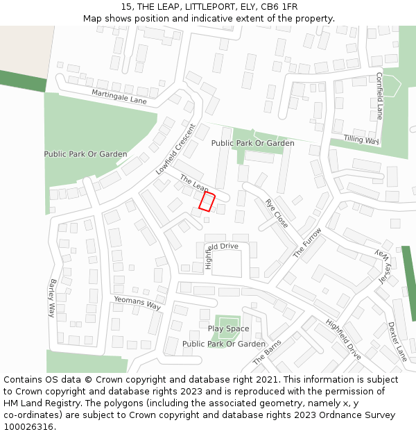 15, THE LEAP, LITTLEPORT, ELY, CB6 1FR: Location map and indicative extent of plot