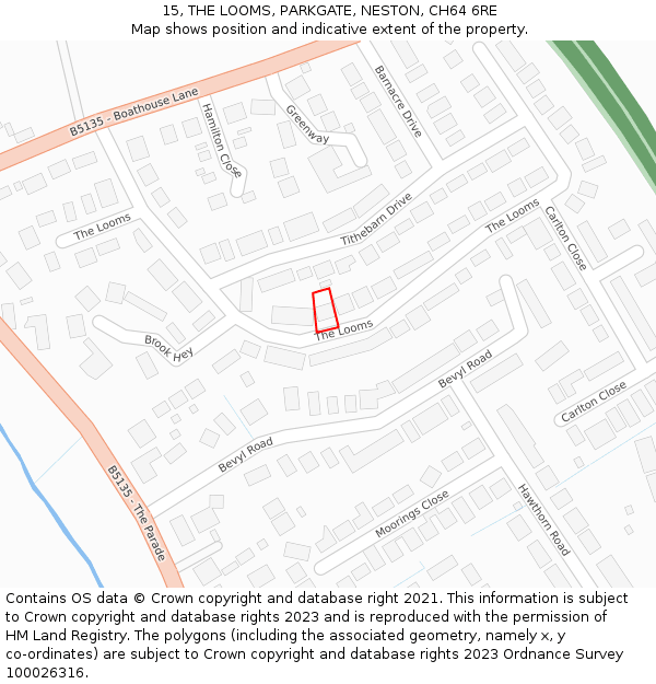 15, THE LOOMS, PARKGATE, NESTON, CH64 6RE: Location map and indicative extent of plot