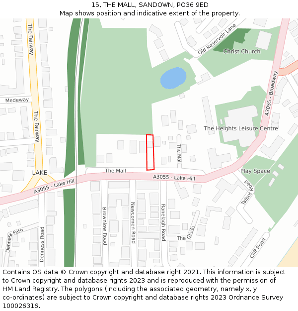 15, THE MALL, SANDOWN, PO36 9ED: Location map and indicative extent of plot