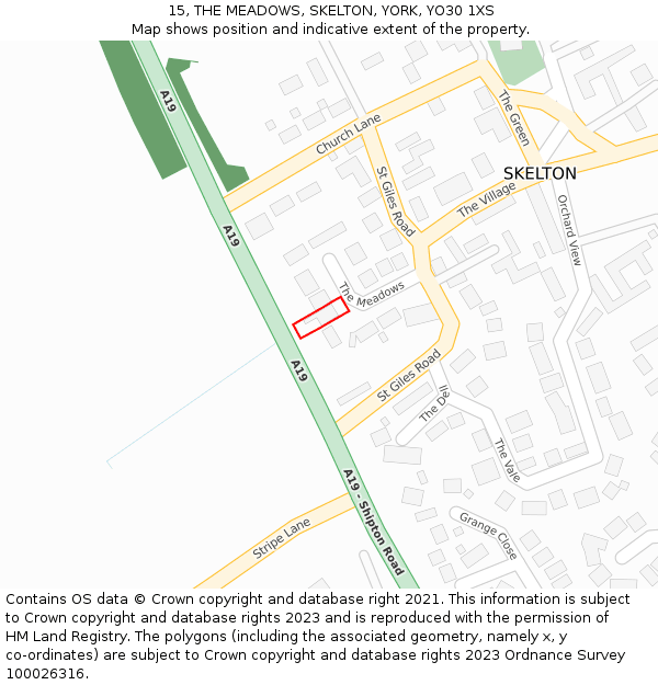 15, THE MEADOWS, SKELTON, YORK, YO30 1XS: Location map and indicative extent of plot