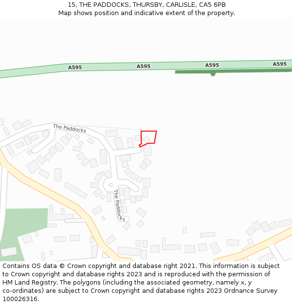 15, THE PADDOCKS, THURSBY, CARLISLE, CA5 6PB: Location map and indicative extent of plot