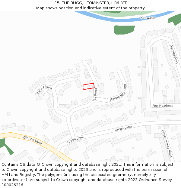 15, THE RUGG, LEOMINSTER, HR6 8TE: Location map and indicative extent of plot