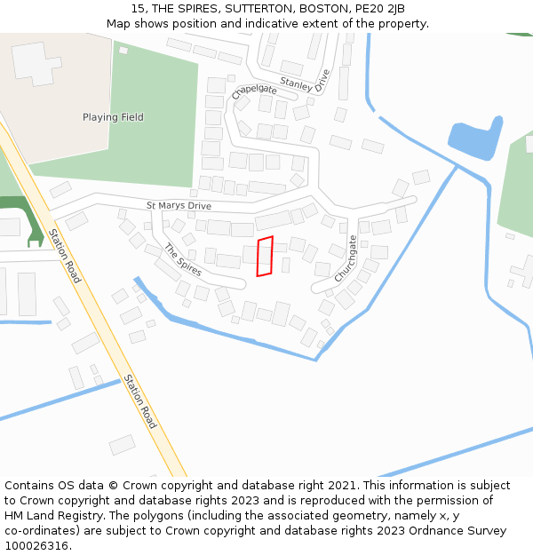 15, THE SPIRES, SUTTERTON, BOSTON, PE20 2JB: Location map and indicative extent of plot