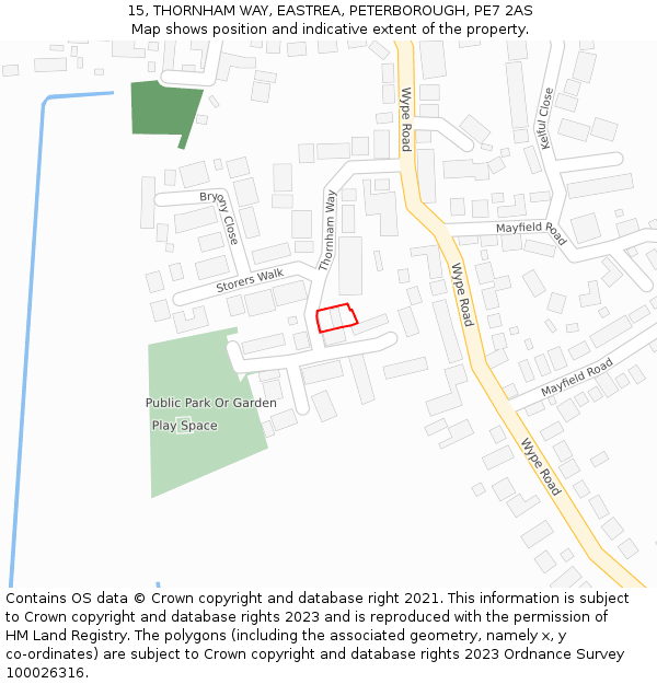 15, THORNHAM WAY, EASTREA, PETERBOROUGH, PE7 2AS: Location map and indicative extent of plot