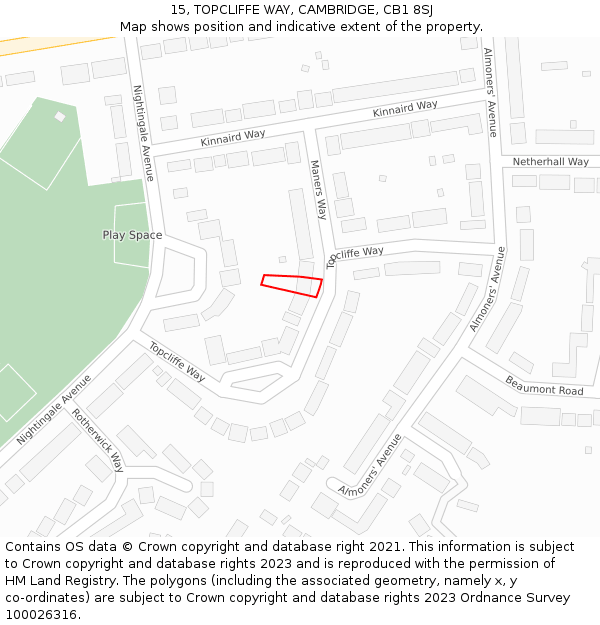 15, TOPCLIFFE WAY, CAMBRIDGE, CB1 8SJ: Location map and indicative extent of plot