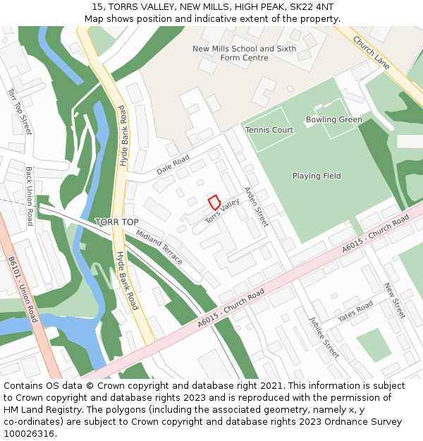 15, TORRS VALLEY, NEW MILLS, HIGH PEAK, SK22 4NT: Location map and indicative extent of plot