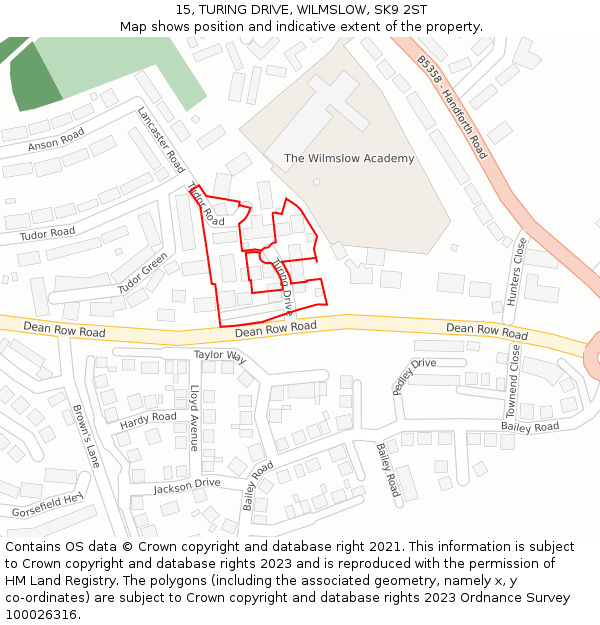 15, TURING DRIVE, WILMSLOW, SK9 2ST: Location map and indicative extent of plot