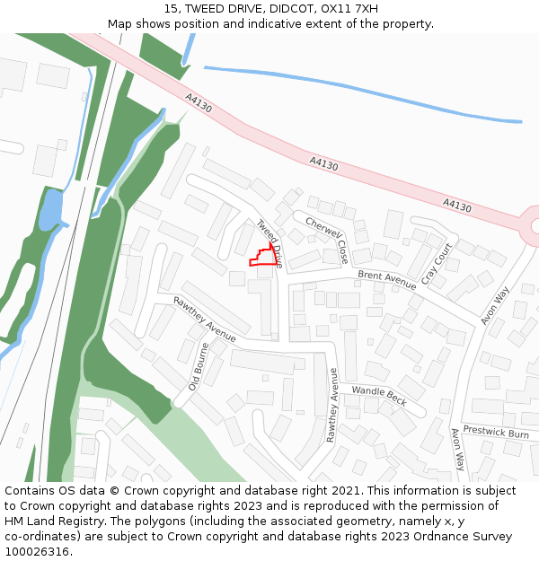 15, TWEED DRIVE, DIDCOT, OX11 7XH: Location map and indicative extent of plot