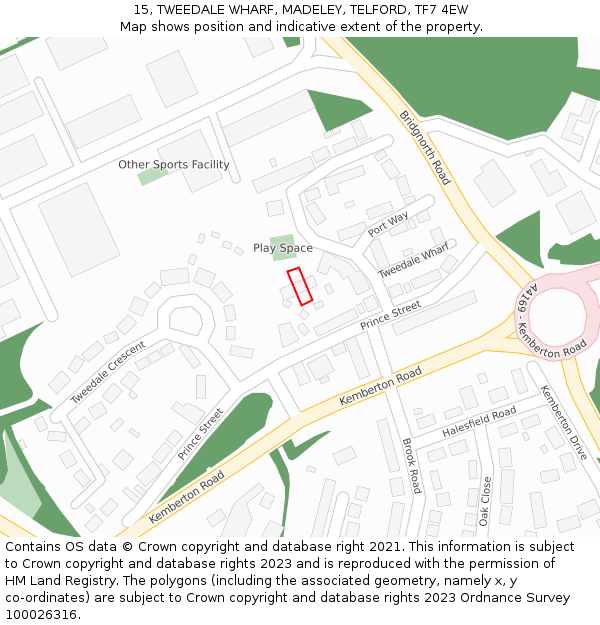 15, TWEEDALE WHARF, MADELEY, TELFORD, TF7 4EW: Location map and indicative extent of plot