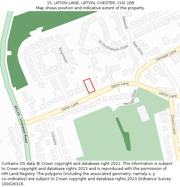 15, UPTON LANE, UPTON, CHESTER, CH2 1EB: Location map and indicative extent of plot