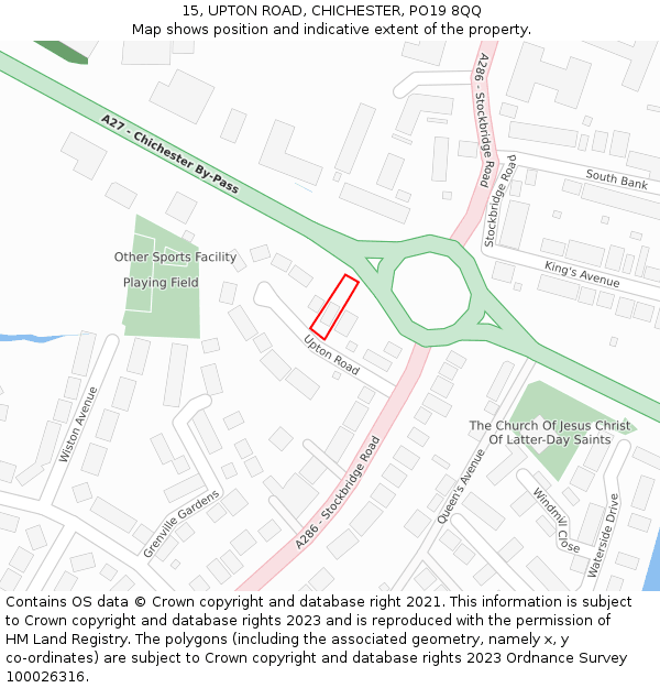 15, UPTON ROAD, CHICHESTER, PO19 8QQ: Location map and indicative extent of plot