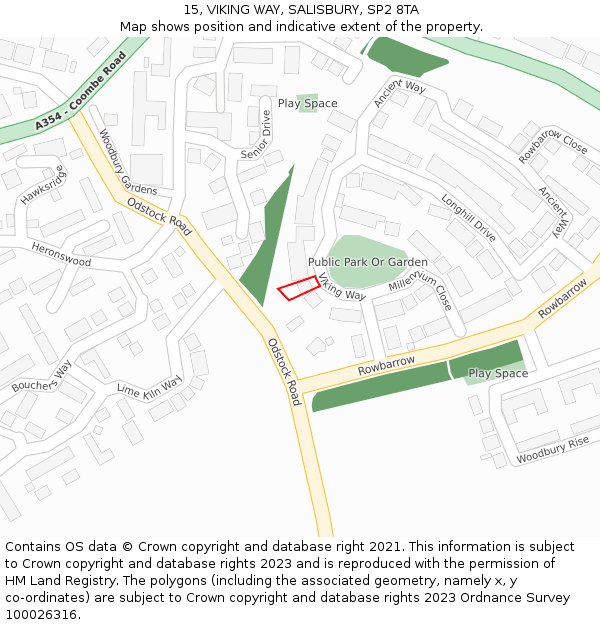 15, VIKING WAY, SALISBURY, SP2 8TA: Location map and indicative extent of plot