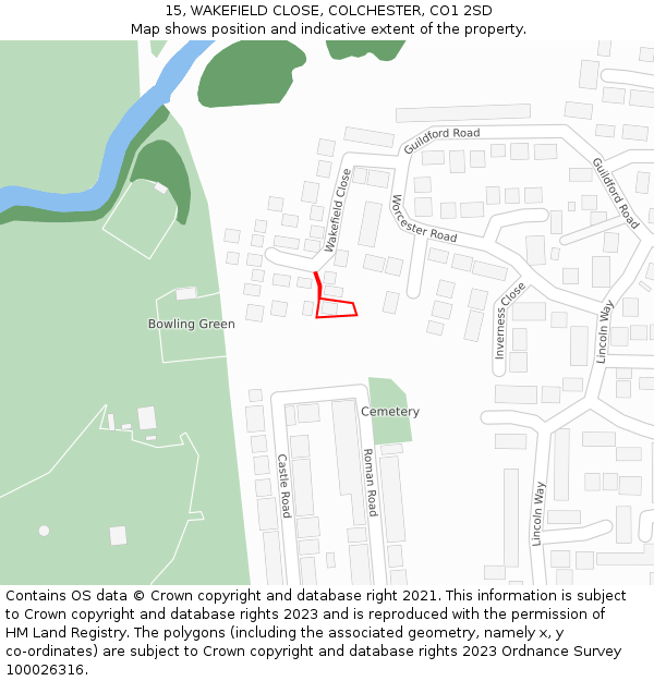 15, WAKEFIELD CLOSE, COLCHESTER, CO1 2SD: Location map and indicative extent of plot
