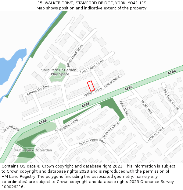 15, WALKER DRIVE, STAMFORD BRIDGE, YORK, YO41 1FS: Location map and indicative extent of plot