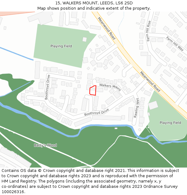 15, WALKERS MOUNT, LEEDS, LS6 2SD: Location map and indicative extent of plot