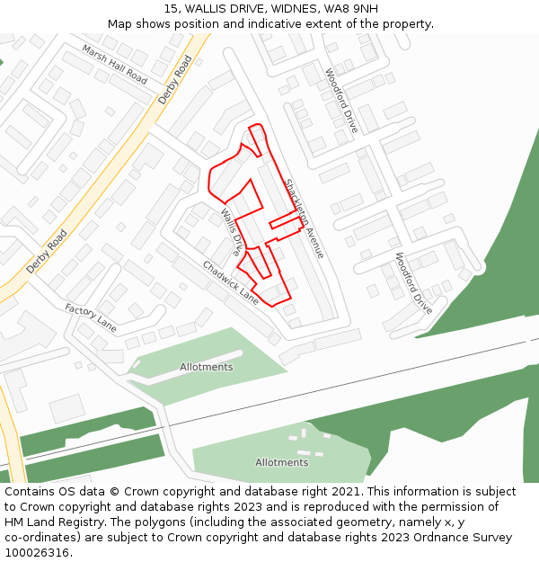 15, WALLIS DRIVE, WIDNES, WA8 9NH: Location map and indicative extent of plot