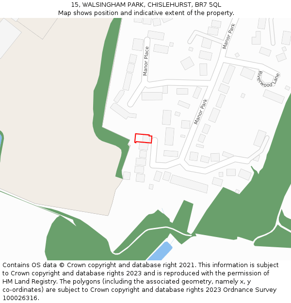 15, WALSINGHAM PARK, CHISLEHURST, BR7 5QL: Location map and indicative extent of plot