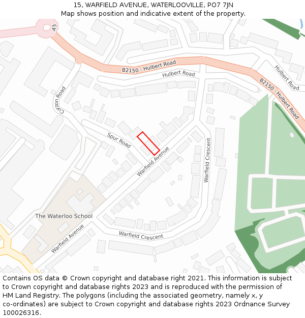 15, WARFIELD AVENUE, WATERLOOVILLE, PO7 7JN: Location map and indicative extent of plot